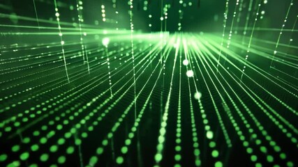 Poster - mesmerizing digital green lines and glowing particles create abstract futuristic landscape, evoking 