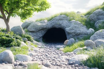 Poster - A small cave inside a rocky area