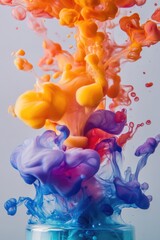 Poster - A blue glass filled with vibrant colors