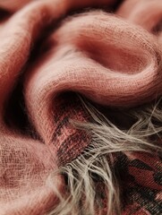 Poster - Close-up shot of a pink scarf with a black stripe, ideal for fashion or textile design projects