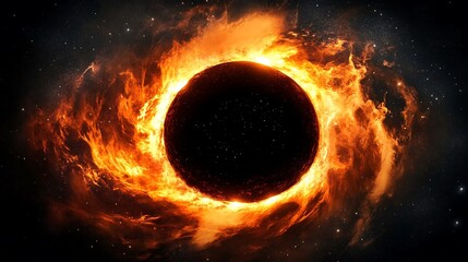 Wall Mural - A fiery cosmic phenomenon engulfs a large spherical celestial object