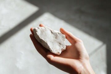 Aufkleber - A person grasping a rock in their hand, great for illustrations about adventure, exploration or nature