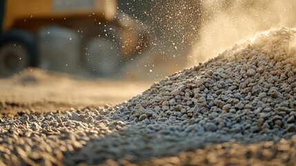 Poster - A pile of gravel sits atop a pile of dirt, showcasing the contrast between the two materials