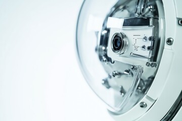 Poster - A close-up shot of a camera reflected in a mirror
