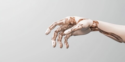 Poster - A close-up view of a robotic hand showcases intricate mechanics and lifelike movement, reflecting the synergy of human innovation and technology