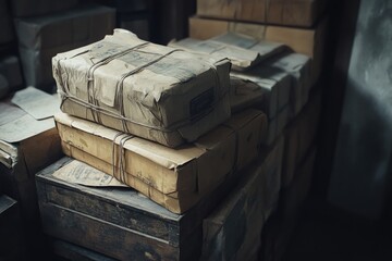 Poster - A stack of boxes stacked on top of each other, ideal for office or home storage