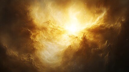 Wall Mural - A radiant and luminous nebula of golden cosmic dust and light