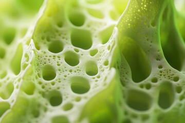 Poster - A close-up shot of a plant with holes, suitable for use as a background or to highlight the concept of damage or decay