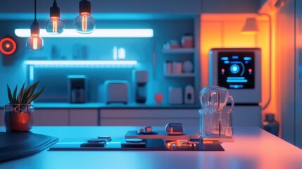 Poster - A simple kitchen counter top with a glass of water placed on it, perfect for everyday use or a still life photography setup