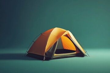 Poster - A single tent set up against a lush green backdrop