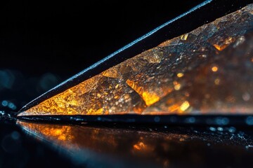 Poster - A rainy car windshield with water droplets and blurred view