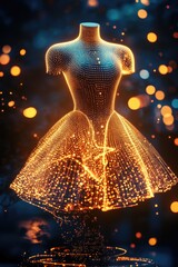 Poster - A fashion mannequin wearing a dress, displayed on a stand