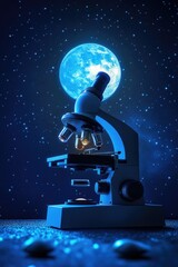 Aufkleber - A microscope with a full moon shining brightly in the background, perfect for science or astronomy-themed projects
