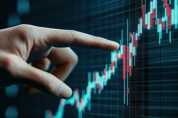 Poster - Hand Pointing at Financial Market Data Chart