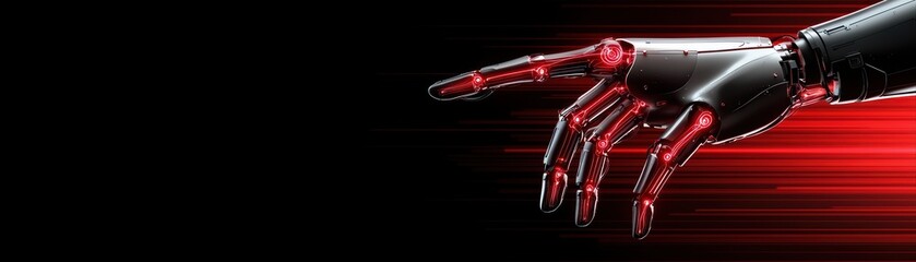 Poster - Futuristic Robotic Hand with Red Details in Motion