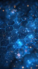 Poster - Abstract hexagonal network with glowing points, futuristic backdrop