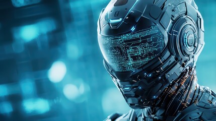 Poster - Futuristic Robot with High-Tech Digital Interface