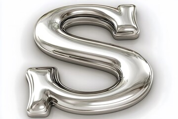 Poster - A Shiny Silver Letter S Resting on a White Surface