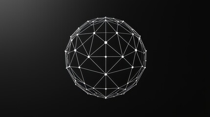 Geometric Sphere with Lines and Nodes on Black Background