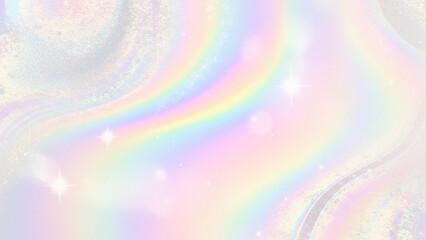 Poster - Abstract pastel rainbow hologram, silver iridescent foil texture background, raster image