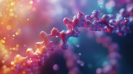 Poster - Abstract macro shot of organic molecules, sparkling particles. Good for representing science, medicine, or technology concepts.