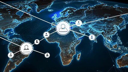 Poster - This visualization highlights the extensive global user connections today, showcasing the evolution of communication technologies in business and our growing connectivity over time