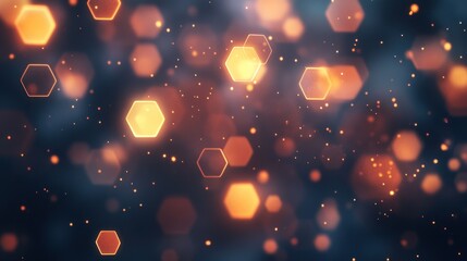 Aufkleber - Glowing hexagonal bokeh lights on a dark background