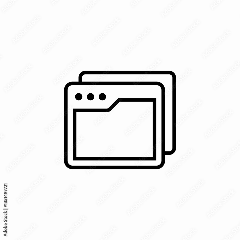 Web browser window folder icon vector sign Stock Vector | Adobe Stock