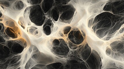 Abstract network design, intricate web, dark background, digital art, possible use in technology or science visual aids