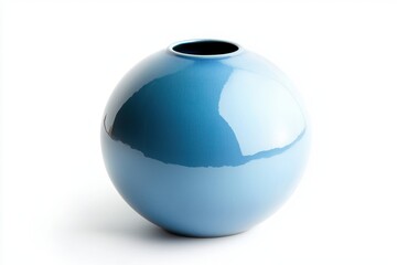 Poster - Spherical modern vase in light blue color on white background ceramic round object elegant design