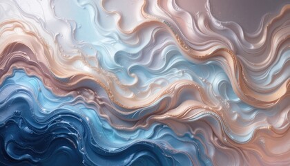 Poster - Abstract fluid art creation studio setting digital artwork light and airy environment close-up viewpoint water-inspired concept for visual appeal