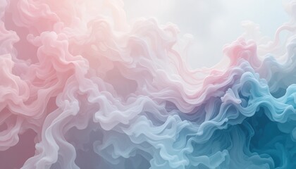 Poster - Transformative abstract artwork of fluid color swirls digital medium soft pastel palette serene atmosphere close-up perspective artistic expression