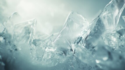 Poster - Intricate ice formations glisten under soft light in a cool atmosphere
