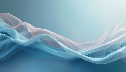 Aufkleber - Dynamic flowing abstract fabric waves soft blue and pink hues digital art modern aesthetic minimalist design peaceful atmosphere