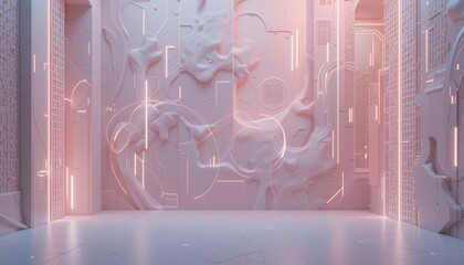 Poster - Futuristic digital art showcase virtual space 3d environment abstract design high-tech viewpoint contemporary concept for enhanced user engagement