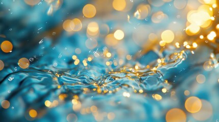 Poster - Calm water surface adorned with shimmering golden reflections during a tranquil moment of nature
