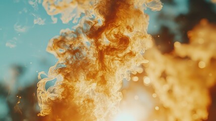 Wall Mural - vibrant flames dancing against a clear blue sky