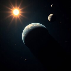 Wall Mural - generative ai exoplanet system celestial view exoplanet planet star moon space astronomy celestial s