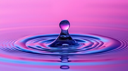 Wall Mural - water droplet creating ripples in vibrant colors
