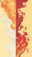 Wall Mural - abstract vertical illustration of intertwined fire and water elements with flowing motion and high c