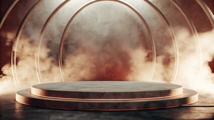 Aufkleber - a round pedestal platform with smoke