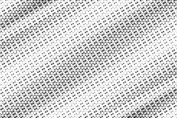 Fototapete - Triangular halftone texture retro wave vector. Geometric technology abstract diagonal dotted background. Half tone triangles retro comic pattern. Minimal 80s style dynamic tech structure wallpaper.