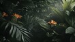 © rfofficial - Tropical Jungle Bloom Lush Green Foliage and Orange Flowers.