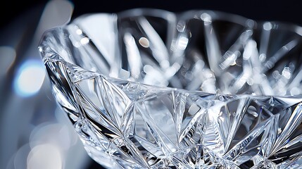 Poster - Intricate Crystal Bowl Texture Displaying Clarity and Light Refraction