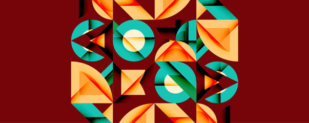Wall Mural - Circles squares lines abstract background