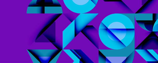 Aufkleber - Minimal geometric abstract background. Circle square and triangle design