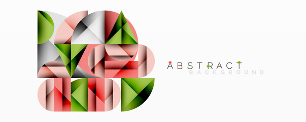 Aufkleber - Modern abstract composition with layered circles and angular segments featuring gradients, transparency effects, and a structured geometric layout