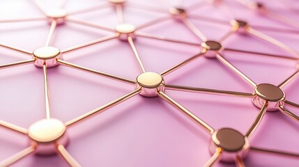 Poster - Network of Connections: Abstract representation of interconnected nodes forming a network on a soft pastel background, evoking concepts of digital communication, social networks.