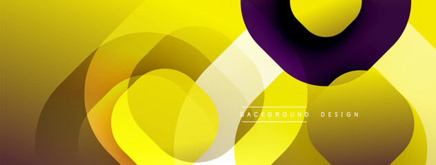 Fototapete - Circular abstract design with overlapping translucent circles and round shapes, blending gradients and smooth curves, creating depth, contrast, and a dynamic visual effect