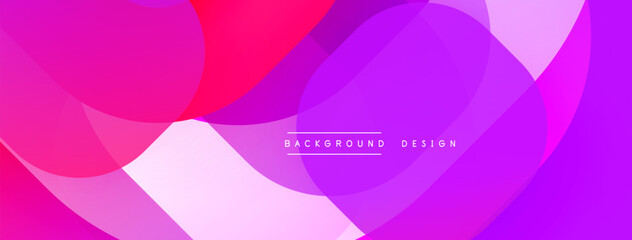 Poster - Circular abstract design with overlapping translucent circles and round shapes, blending gradients and smooth curves, creating depth, contrast, and a dynamic visual effect